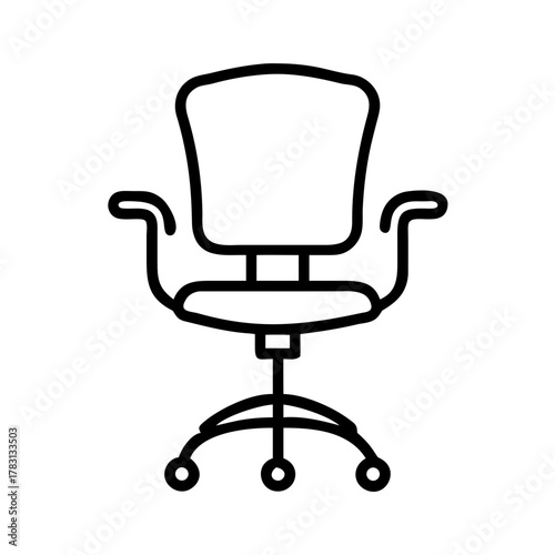 Office Chair Line Icon – Minimalist Ergonomic Seat Illustration