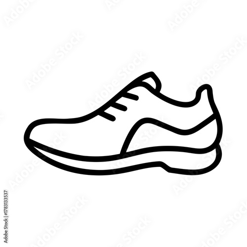 Running Shoe Line Art Icon Vector Illustration of Sports Footwear Isolated on White Background