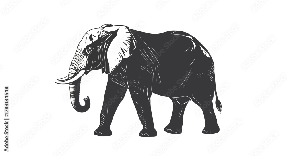 Obraz premium Elegant Vector Illustration of a Majestic African Elephant on White Background