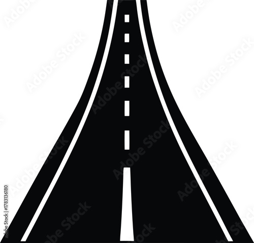Road straight ahead perspective view vector icon, isolated on transparent