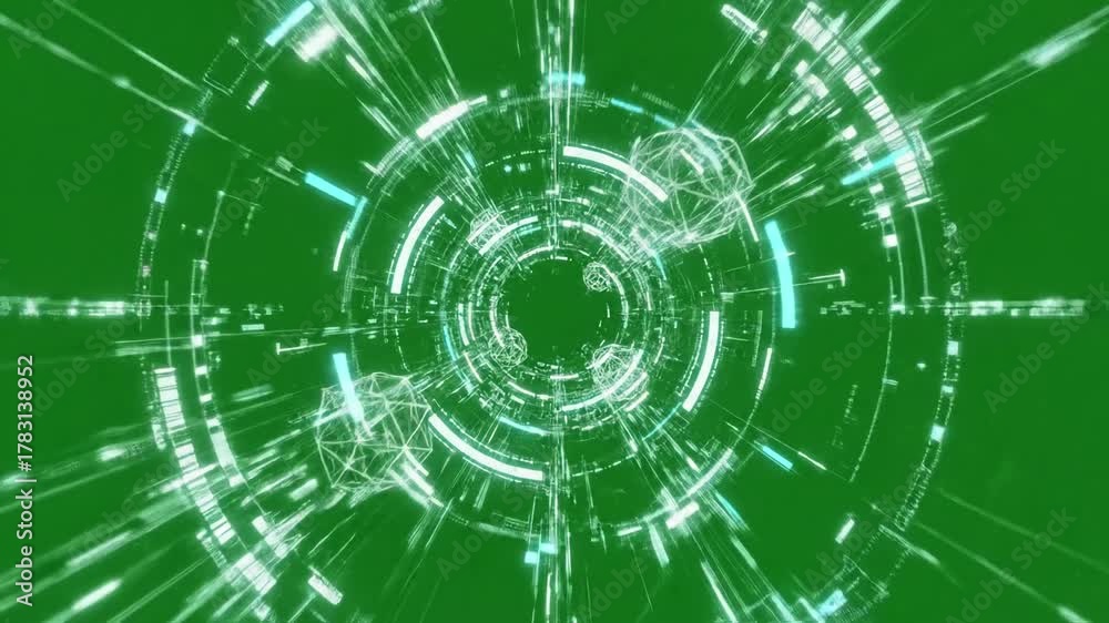 Surreal crystal lattice structures morphing into abstract patterns with geometric patterns animating on pure effect green screen