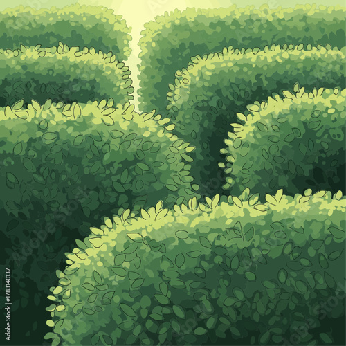 Vector illustration of plant hedges drawn in impressionist-inspired vector brush strokes