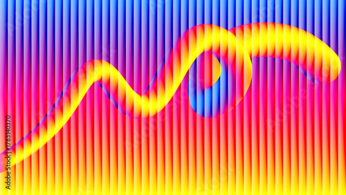 Vibrant abstract background featuring colorful vertical lines and a dynamic yellow flowing wave