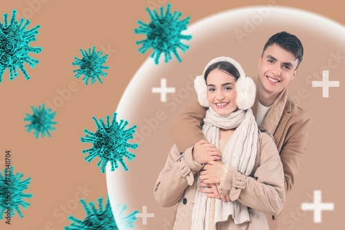 Happy couple in winter clot...
