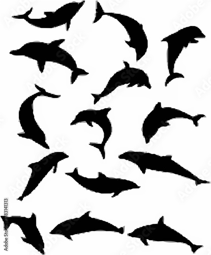 Dolphin Silhouettes Vector Im...