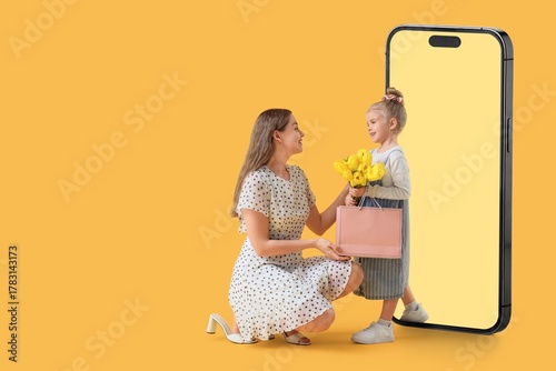 Big mobile phone, cute litt...