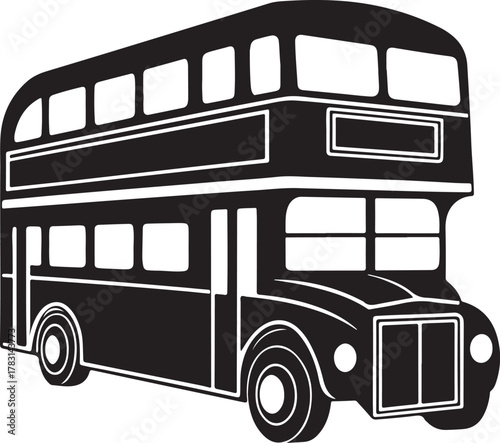 Retro Double Decker Bus Silhouette
