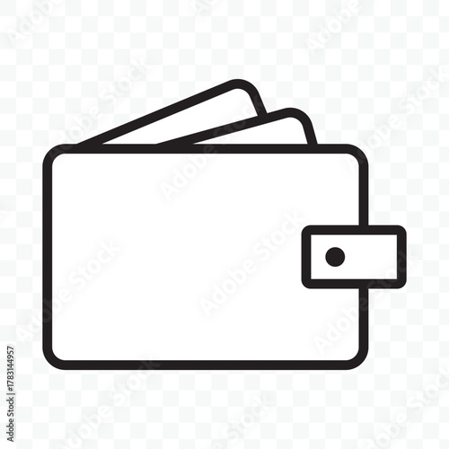 Wallet with cards icon on transparent background.