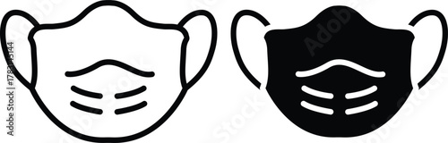 Protective Medical Face Mask Icon. Safety, Virus Prevention, and Air Pollution or Vector Silhouette and Pictogram..eps