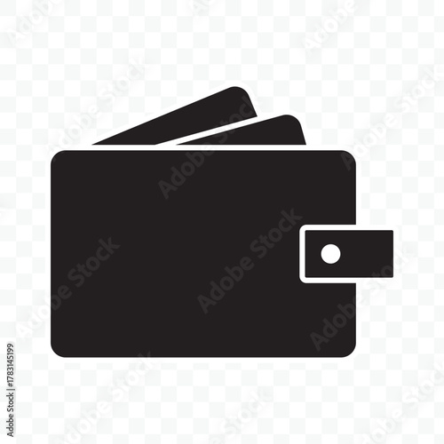 Wallet with cards icon on transparent background.