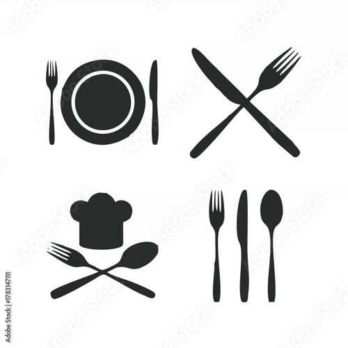 Plate dish with forks and kni...