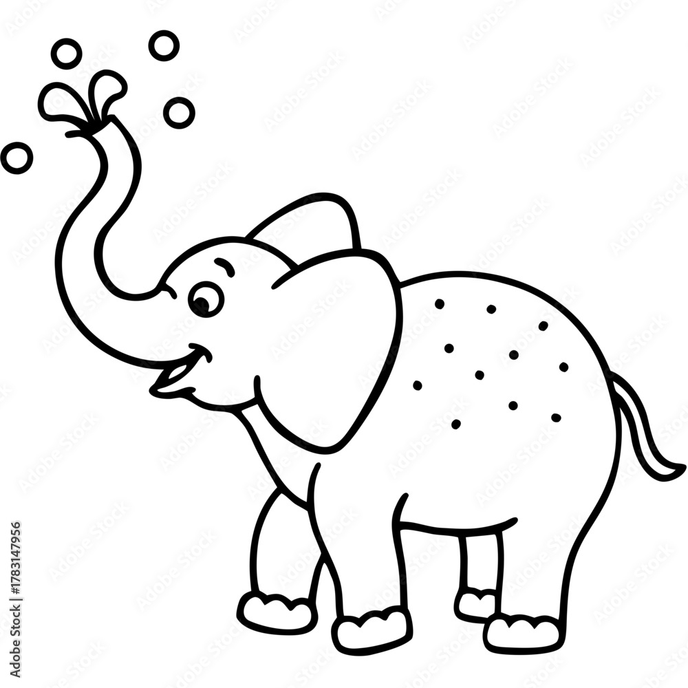Obraz premium Happy elephant sprays water and bubbles