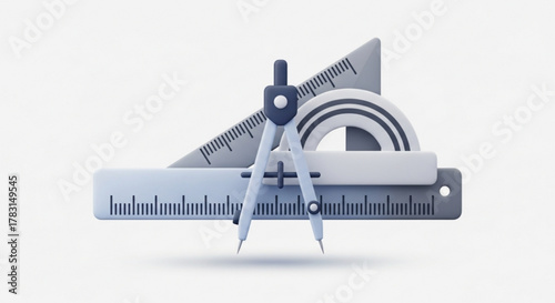 Drafting tools set for technical drawing compass divider ruler protractor triangle illustration design