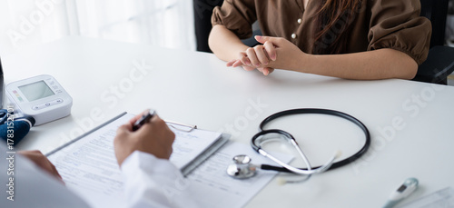 Healthcare. Doctor and patient are discussing interview consulting patient. Professional medical doctor in the hospital. Healthcare and medical