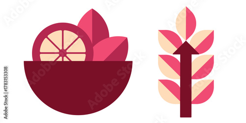 Healthy Eating and Agricultural Growth Flat Icons