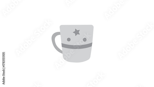 Single black coffee mug and white teacup with milk drink on white background