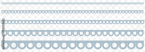 Scalloped edge borders and dividers. Simple scalloped. Simple scalloped border. Repeat cute vintage frill ornament. Texture ribbons. stripe, tape collection isolated on Transparent background. EPS 10.