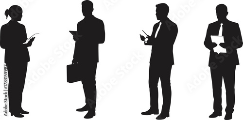 Business professionals silhouettes, corporate people teamwork concept, office workers communication vector, leadership and partnership illustration, meeting collaboration, success and strategy concept