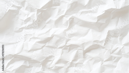 White crumpled paper texture background.