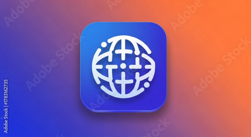 Global network connection icon for internet technology and worldwide communication services vector design