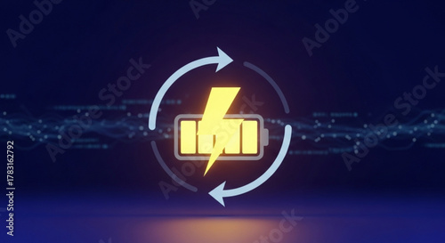 Battery charging icon energy power symbol renewable energy source electricity technology innovation concept