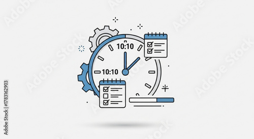 Time management clock with calendar and checklist for productivity and schedule planning concept vector