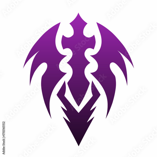 Abstract Tribal Phoenix Emblem in Purple Gradient