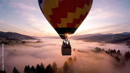 Hot air balloon at sunset