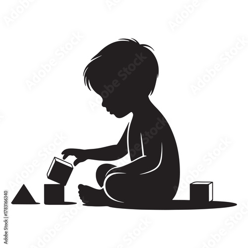 Child playing with blocks