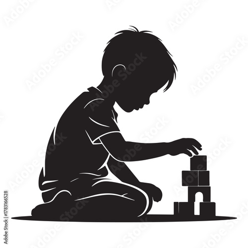 Child playing with blocks