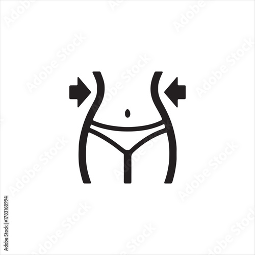 Slim Waist Body Contouring Icon – Fitness, Weight Loss, Cosmetic Surgery, Health Symbol for Stock Use