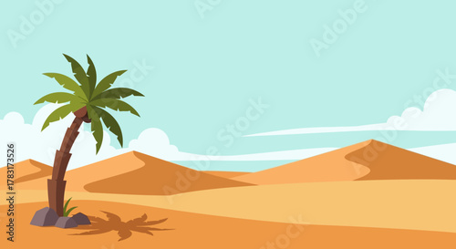 Palm Tree Oasis - A Desert Scene of Resilience and Beauty.