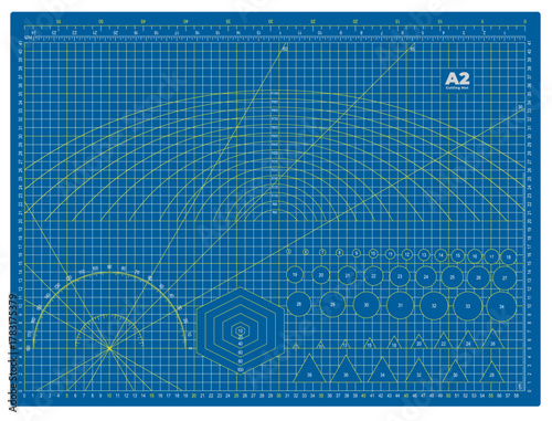 Blue A2 Self-Healing Cutting Mat with Grid and Measurement Guides