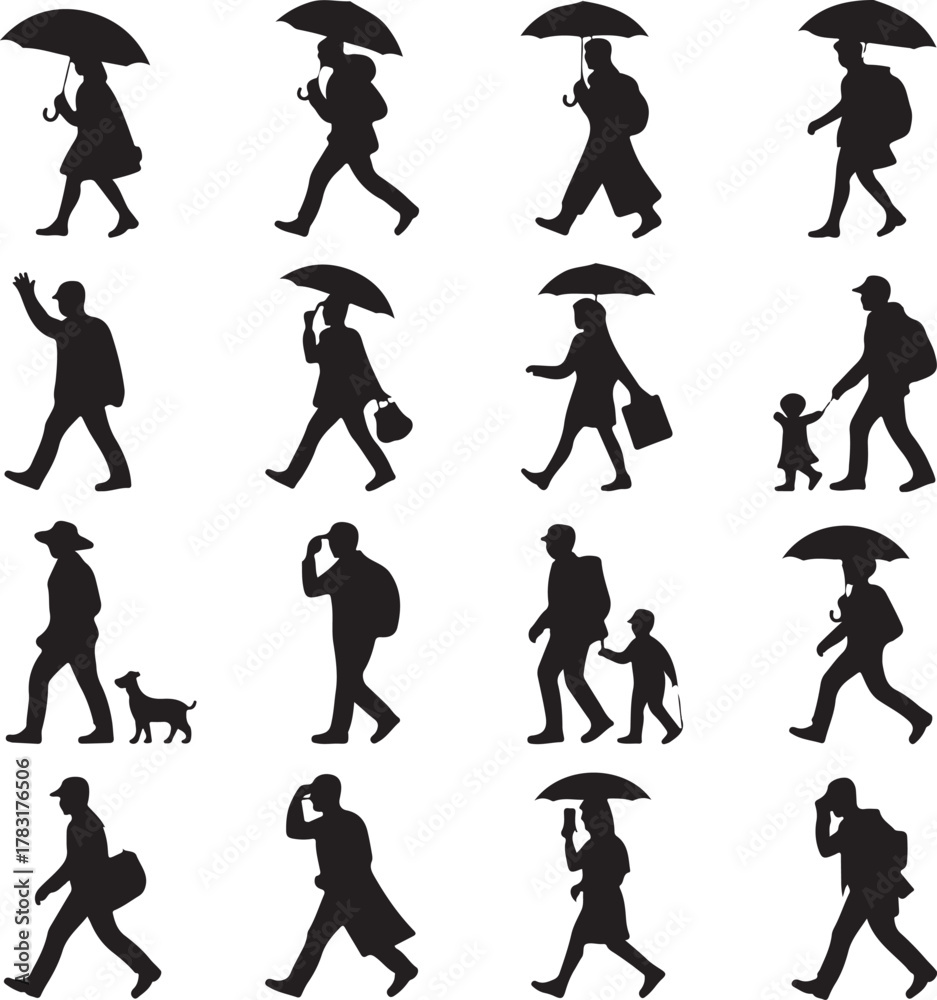 Obraz premium Human Silhouette Poses and Actions Collection