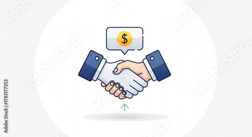 Business partnership deal handshake agreement vector illustration for financial success and growth