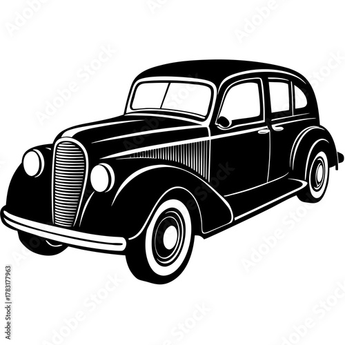 Classic 1930s style retro automobile illustration vintage transport design