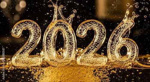 New Year Celebration Sparkles with 2026 Champagne Splash
