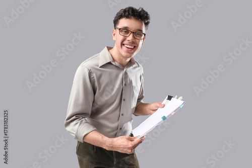 Male screenwriter with scen...