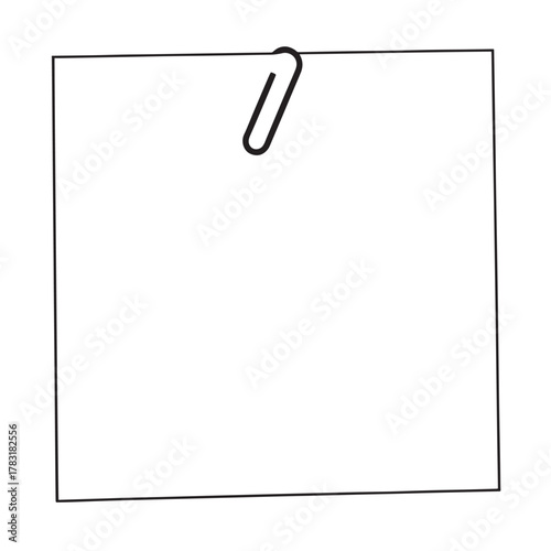 Blank Square Paper with a Simple Paperclip