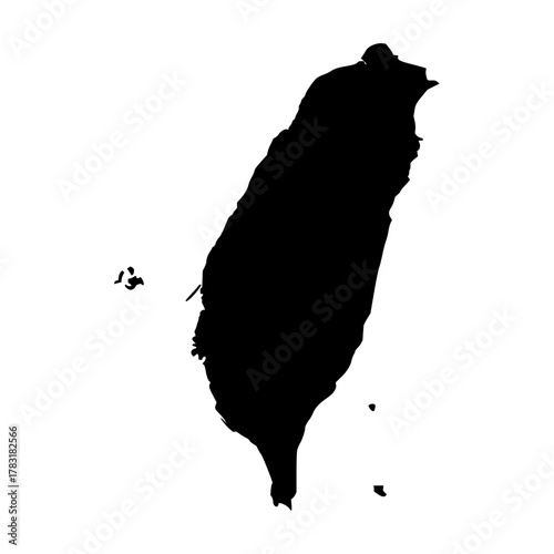 Taiwan silhouette map. Taiwan map vector. Taiwan map on white background