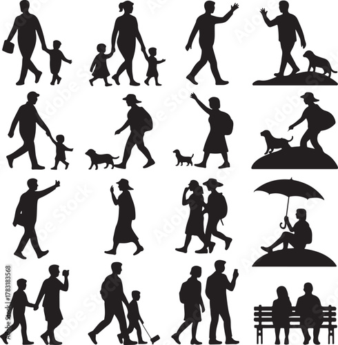 Human Silhouette Action Poses Collection