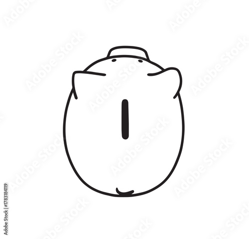 Minimalist Line Art Piggy Bank for Savings and Finance