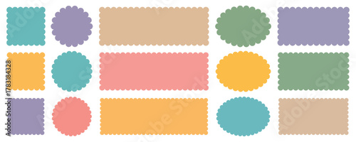 Zigzag edges set. Rectangle and circle labels.