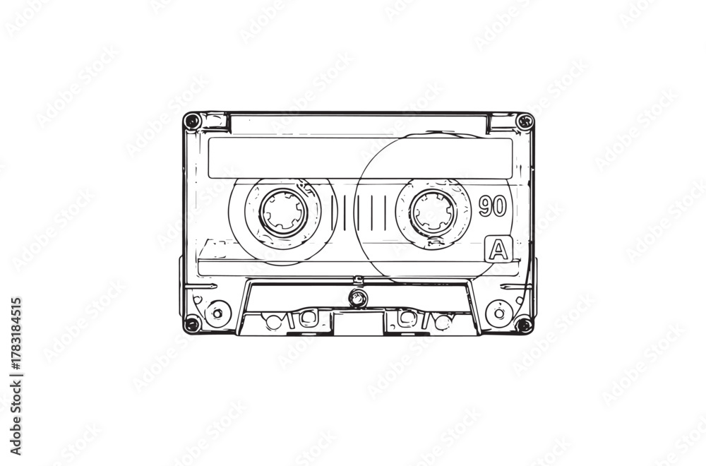 Obraz premium Retro Audio Cassette Tape Outline