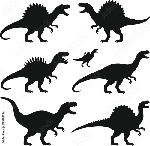dinosaur silhouettes set prehistoric animal collection