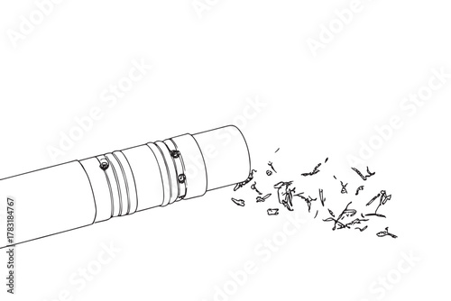 Pencil Eraser and Shavings Line Art