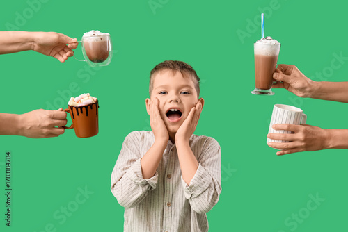 Surprised little boy and fe...