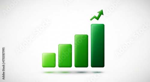 Green growth chart showing financial success and business growth with an upward trending arrow indicator