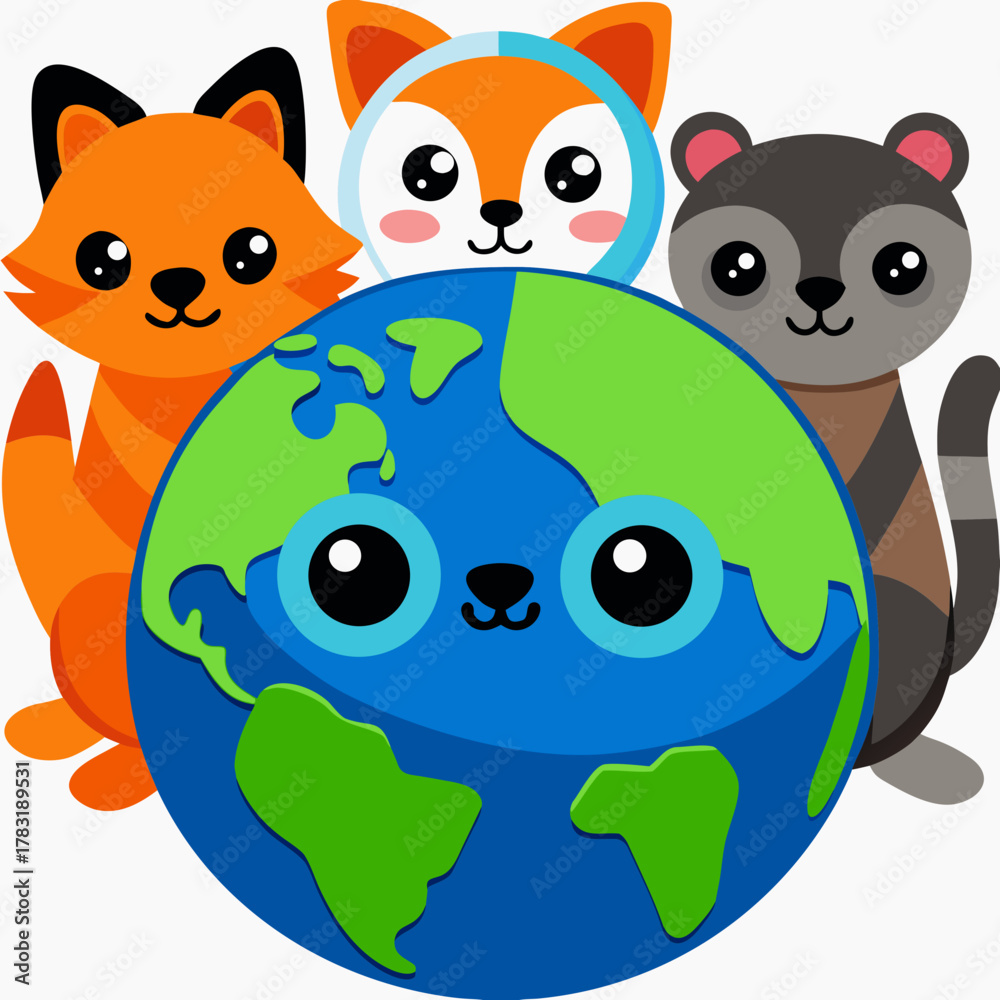 Naklejka premium children around the globe