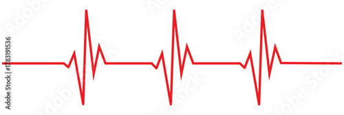 Heartbeat line icon with transparent background, depicting an electrocardiogram waveform, pulse rhythm, and medical vital signs for health monitoring, vector illustration	